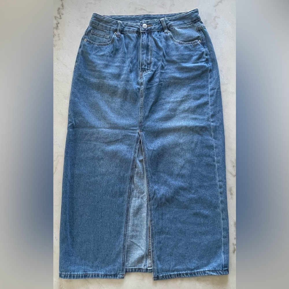 Denim Skirt - Medium Wash - Midi